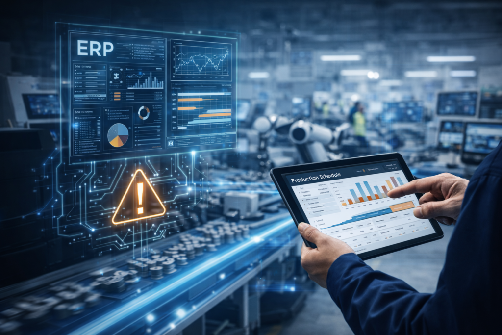 Controle de produção industrial além do ERP: onde a maioria das fábricas perde previsibilidade